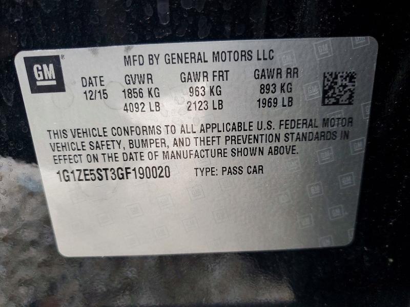 60172796 :رقم المزاد ، 1G1ZE5ST3GF190020 vin ، 2016 Chevrolet Malibu مزاد بيع