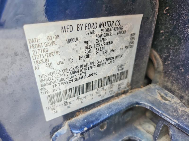 62971806 :رقم المزاد ، 1FTSW21568ED66976 vin ، 2008 Ford F250 مزاد بيع