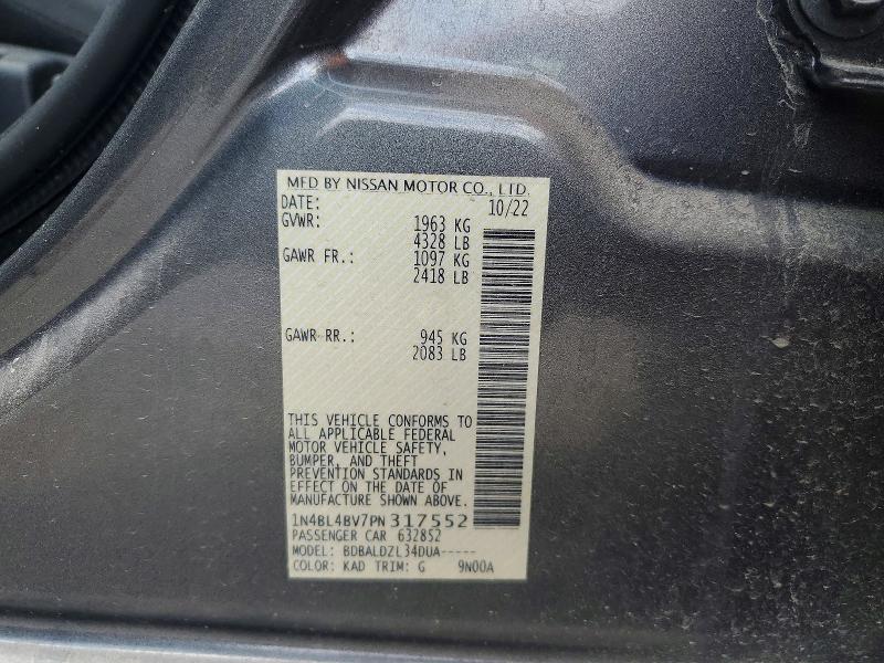 2023 Nissan Altima მანქანა იყიდება აუქციონზე, vin: 1N4BL4BV7PN317552, აუქციონის ნომერი: 62507616