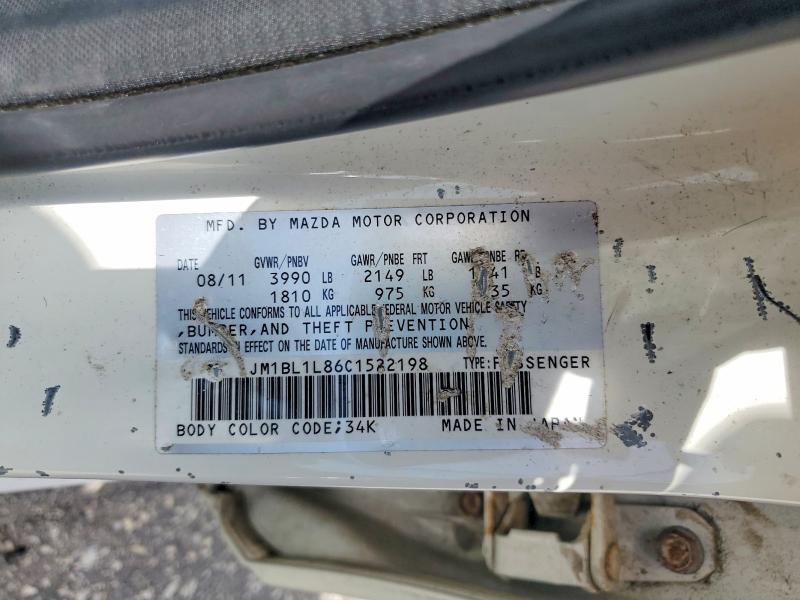 Aukcja sprzedaży 2012 Mazda 3, vin: JM1BL1L86C1522198, numer aukcji: 61947896