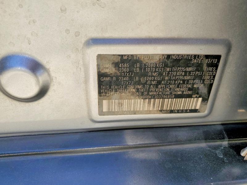 2013 Subaru Outback მანქანა იყიდება აუქციონზე, vin: 4S4BRBKC3D3296858, აუქციონის ნომერი: 60834706