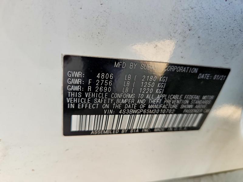 Aukcja sprzedaży 2021 Subaru Legacy, vin: 4S3BWGP65M3010702, numer aukcji: 59401936