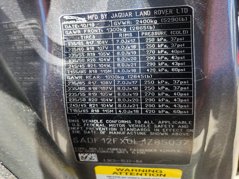 Продаж на аукціоні авто 2020 Jaguar E-pace, vin: SADF12FX0L1Z85037, номер лоту: 59351316