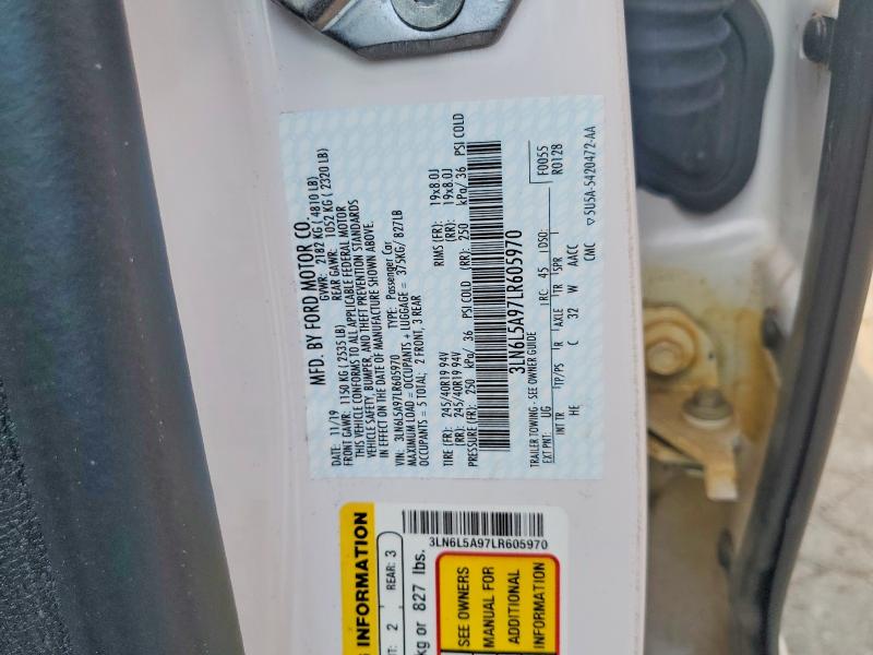 2020 Lincoln Mkz მანქანა იყიდება აუქციონზე, vin: 3LN6L5A97LR605970, აუქციონის ნომერი: 61867286