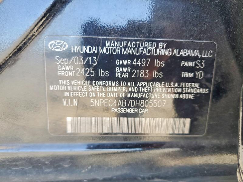 Продаж на аукціоні авто 2013 Hyundai Sonata, vin: 5NPEC4AB7DH805507, номер лоту: 60626176
