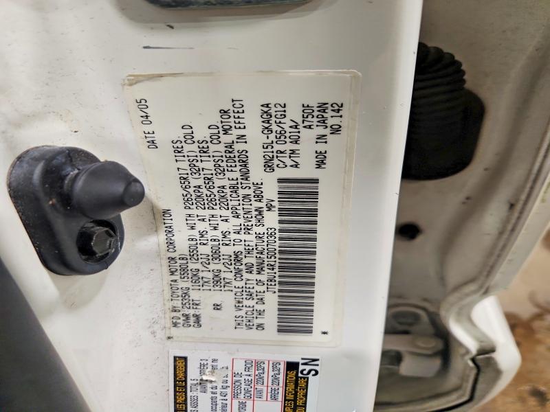 Продаж на аукціоні авто 2005 Toyota 4runner, vin: JTEBU14R150070363, номер лоту: 61201786