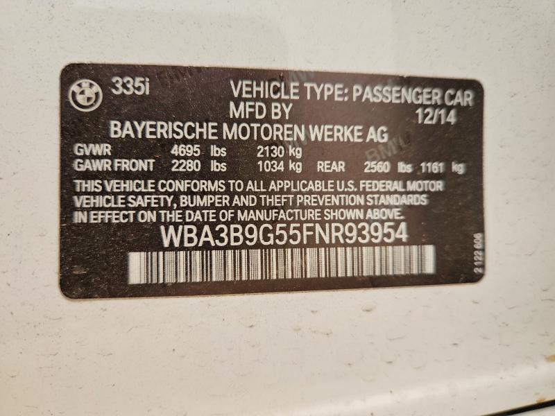 Продаж на аукціоні авто 2015 Bmw 335, vin: WBA3B9G55FNR93954, номер лоту: 60834896