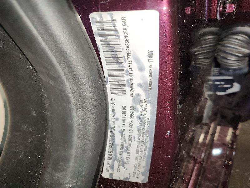 57361296 :رقم المزاد ، ZAM57RTL4H1247115 vin ، 2017 Maserati Ghibli مزاد بيع