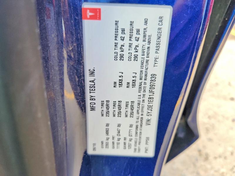 Aukcja sprzedaży 2018 Tesla Model 3, vin: 5YJ3E1EB1JF097839, numer aukcji: 62822646