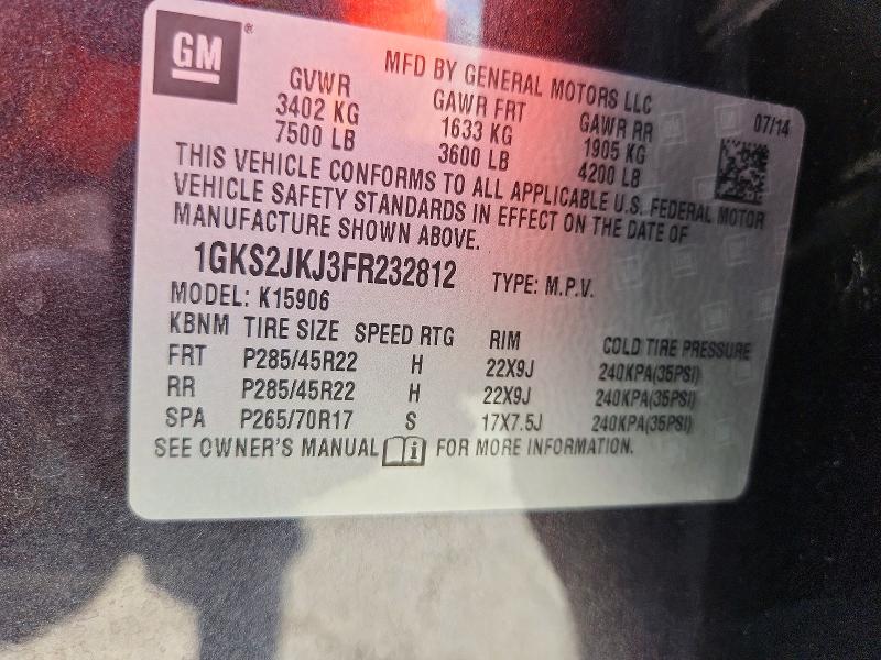 Продаж на аукціоні авто 2015 Gmc Yukon Xl, vin: 1GKS2JKJ3FR232812, номер лоту: 62943646