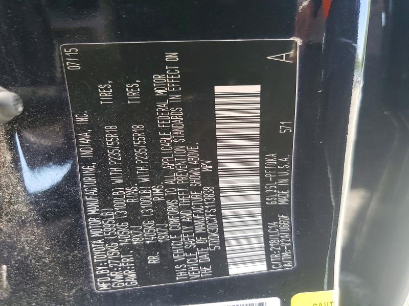 2015 Toyota Sienna მანქანა იყიდება აუქციონზე, vin: 5TDDK3DC7FS113838, აუქციონის ნომერი: 61083276