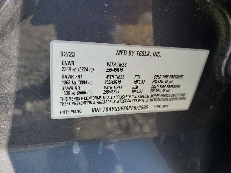 Продаж на аукціоні авто 2023 Tesla Model Y, vin: 7SAYGDEE8PF672896, номер лоту: 62751086