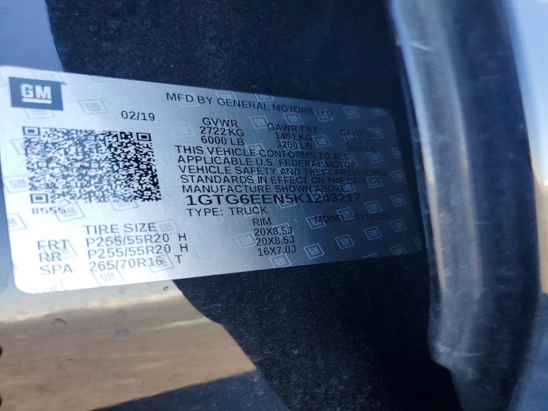 61806846 :رقم المزاد ، 1GTG6EEN5K1243217 vin ، 2019 Gmc Canyon مزاد بيع