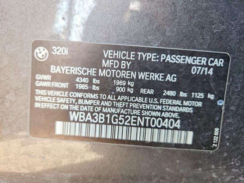 Aukcja sprzedaży 2014 Bmw 320, vin: WBA3B1G52ENT00404, numer aukcji: 60542426
