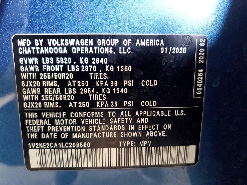 Aukcja sprzedaży 2020 Volkswagen Atlas Cross Sport, vin: 1V2NE2CA1LC208560, numer aukcji: 61998026