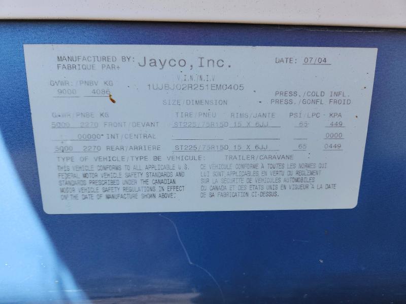 Aukcja sprzedaży 2005 Jayco Jay Jay Flight, vin: 1UJBJ02R251EM0405, numer aukcji: 63251466