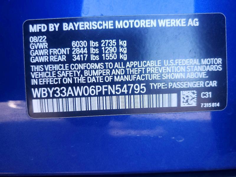 60844146 :رقم المزاد ، WBY33AW06PFN54795 vin ، 2023 Bmw I4 مزاد بيع