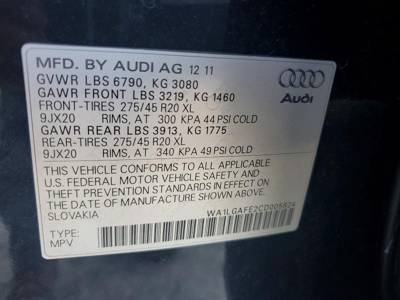 Aukcja sprzedaży 2012 Audi Q7, vin: WA1LGAFE2CD005824, numer aukcji: 61884686