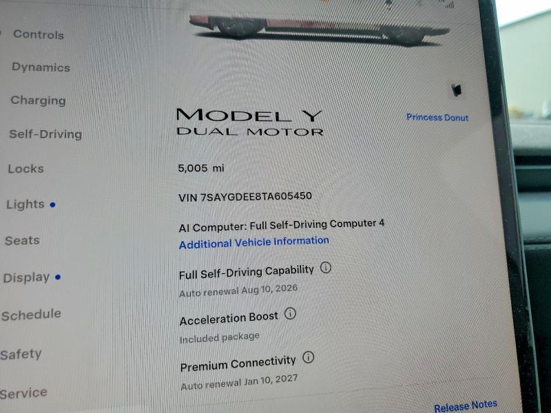Aukcja sprzedaży 2026 Tesla Model Y, vin: 7SAYGDEE8TA605450, numer aukcji: 60812626