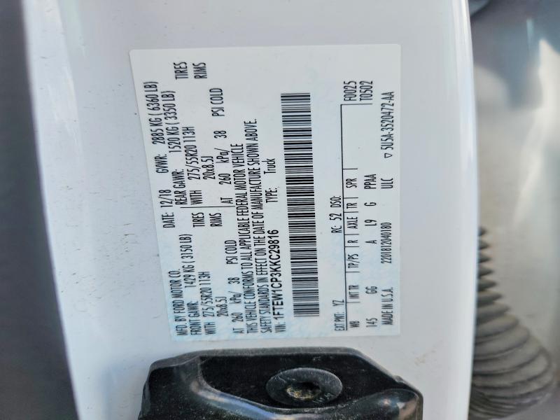 Aukcja sprzedaży 2019 Ford F150, vin: 1FTEW1CP3KKC29816, numer aukcji: 85978415