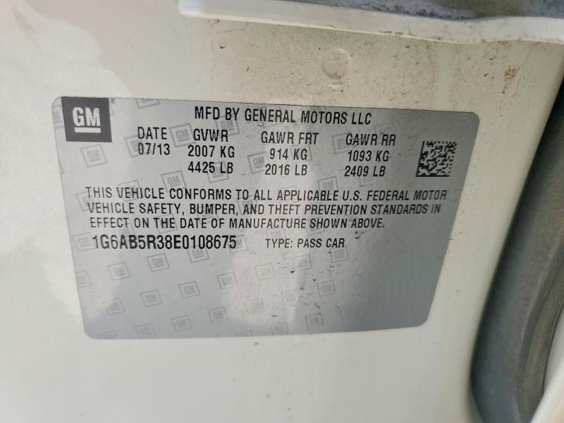62933806 :رقم المزاد ، 1G6AB5R38E0108675 vin ، 2014 Cadillac Ats مزاد بيع