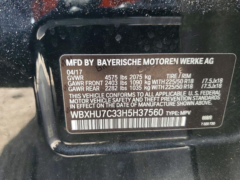 Aukcja sprzedaży 2017 Bmw X1, vin: WBXHU7C33H5H37560, numer aukcji: 62643536