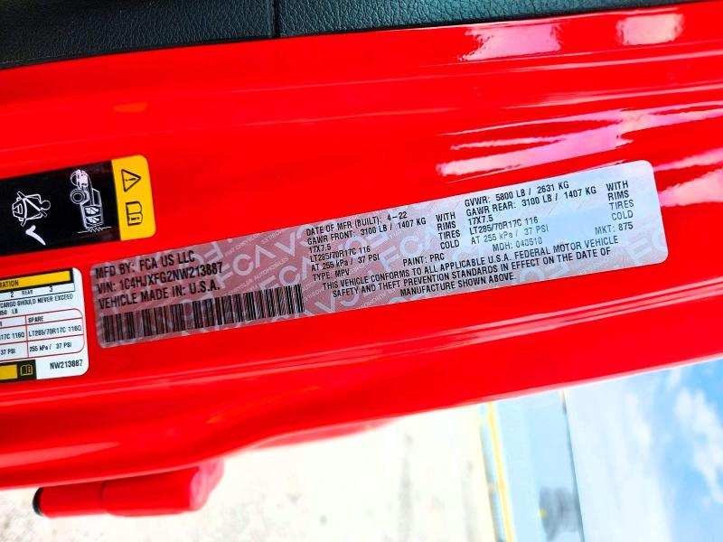 Продажа на аукционе авто 2022 Jeep Wrangler Unlimited, vin: 1C4HJXFG2NW213887, номер лота: 62006026