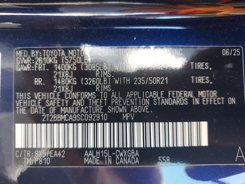 2025 Lexus Rx 350h მანქანა იყიდება აუქციონზე, vin: 2T2BBMCA9SC092910, აუქციონის ნომერი: 60796546
