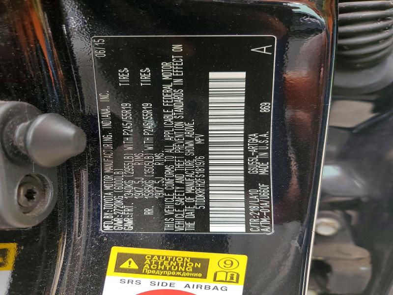 61061826 :رقم المزاد ، 5TDDKRFH2FS181976 vin ، 2015 Toyota Highlander مزاد بيع