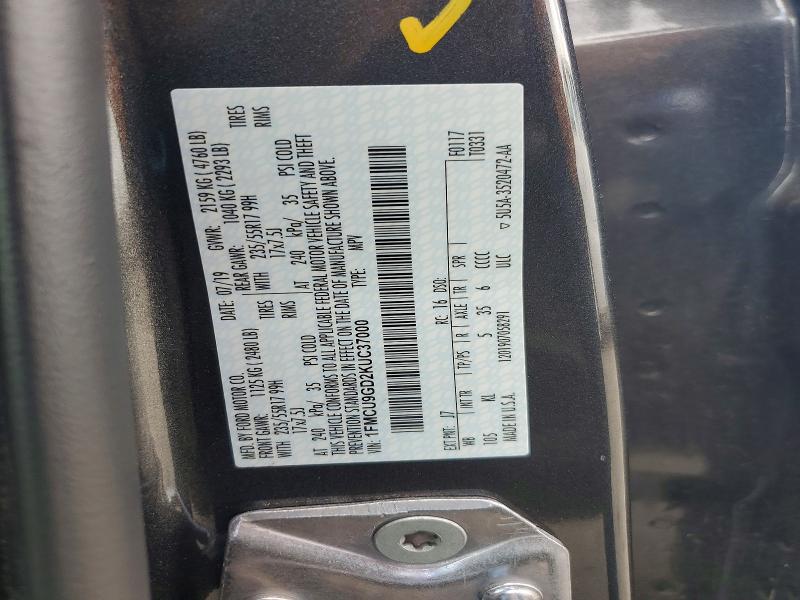Aukcja sprzedaży 2019 Ford Escape, vin: 1FMCU9GD2KUC37000, numer aukcji: 59290596