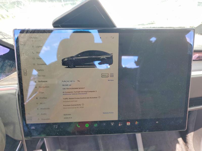 Aukcja sprzedaży 2022 Tesla Model X, vin: 7SAXCDE58NF363837, numer aukcji: 59881096