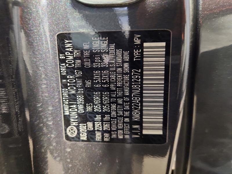 2022 Hyundai Kona მანქანა იყიდება აუქციონზე, vin: KM8K22AB7NU812972, აუქციონის ნომერი: 59802186