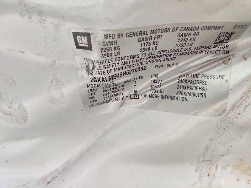2017 Gmc Terrain მანქანა იყიდება აუქციონზე, vin: 2GKALMEK8H6279332, აუქციონის ნომერი: 61588306