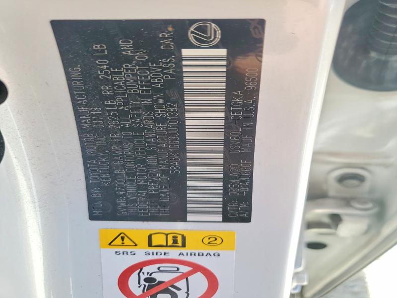 Продажа на аукционе авто 2018 Lexus Es, vin: 58ABK1GG3JU101382, номер лота: 62282106