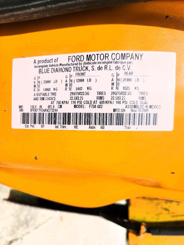 Aukcja sprzedaży 2010 Ford F750, vin: 3FRXF7FD4AV273244, numer aukcji: 61456136