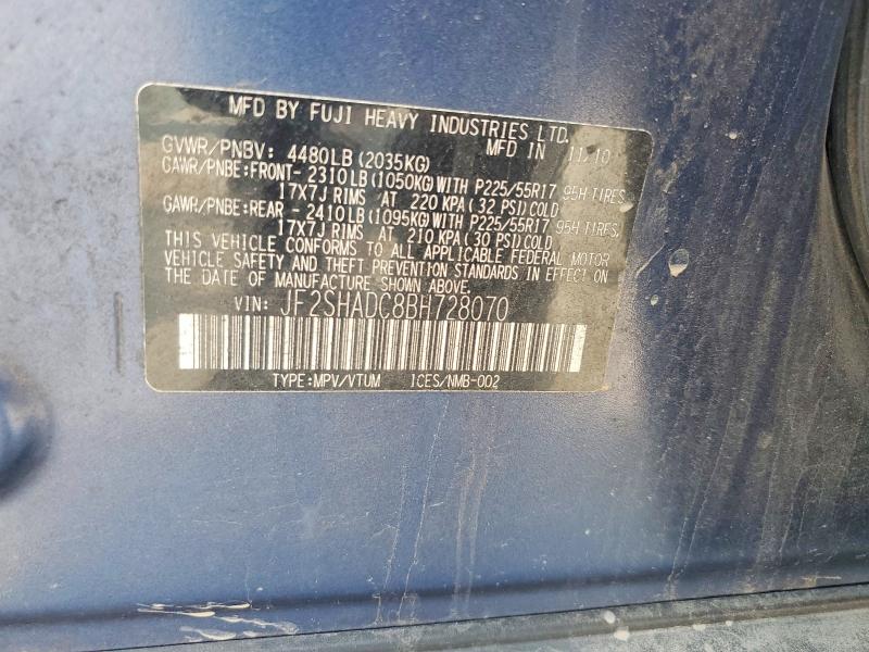 Aukcja sprzedaży 2011 Subaru Forester, vin: JF2SHADC8BH728070, numer aukcji: 60862146