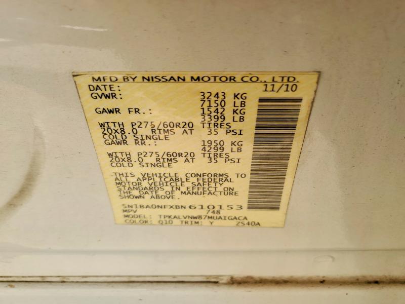 Aukcja sprzedaży 2011 Nissan Armada, vin: 5N1BA0NFXBN610153, numer aukcji: 63380596