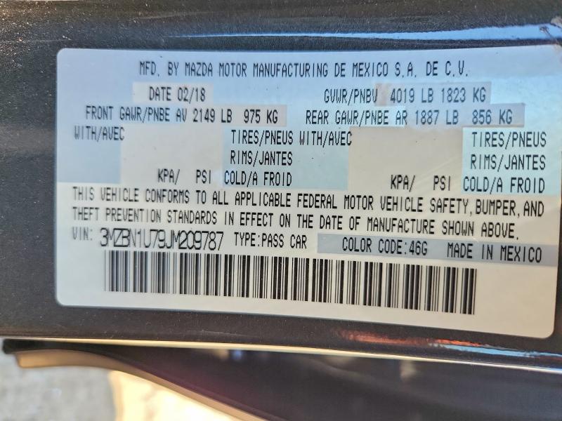 Aukcja sprzedaży 2018 Mazda 3, vin: 3MZBN1U79JM209787, numer aukcji: 60012326
