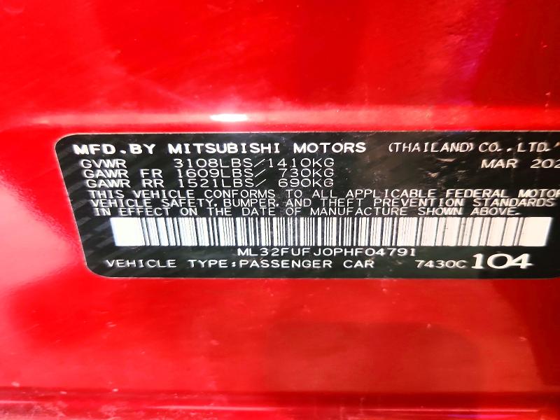 60791826 :رقم المزاد ، ML32FUFJ0PHF04791 vin ، 2023 Mitsubishi Mirage مزاد بيع