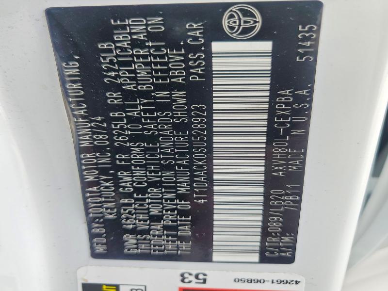 63148666 :رقم المزاد ، 4T1DAACK0SU528923 vin ، 2025 Toyota Camry مزاد بيع