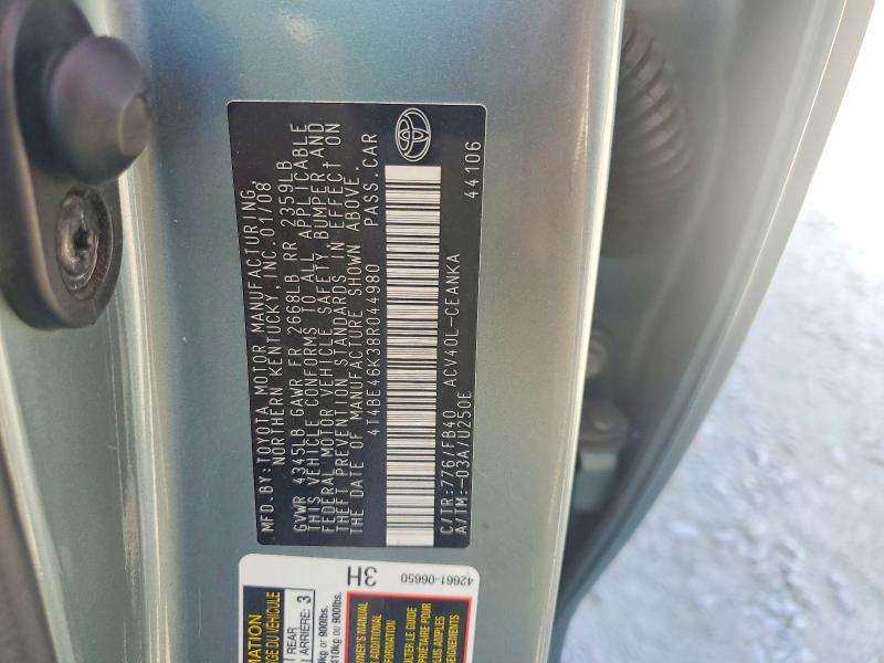 Продажа на аукционе авто 2008 Toyota Camry, vin: 4T4BE46K38R044980, номер лота: 61496566