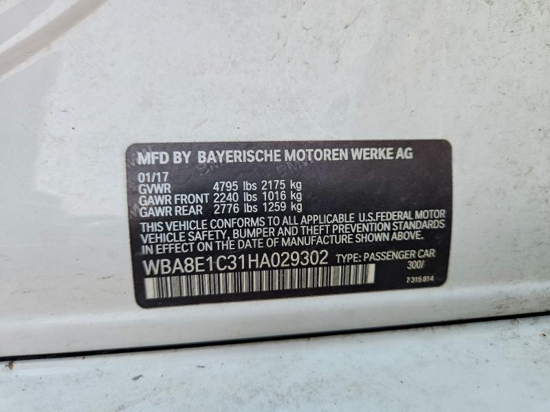 Продажа на аукционе авто 2017 Bmw 3, vin: WBA8E1C31HA029302, номер лота: 61226936
