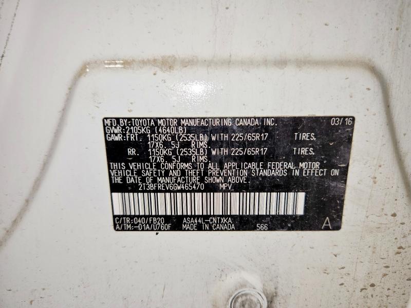 60528836 :رقم المزاد ، 2T3BFREV6GW465470 vin ، 2016 Toyota Rav4 مزاد بيع