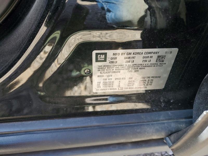 59186356 :رقم المزاد ، KL7CJKSB7LB064370 vin ، 2020 Chevrolet Trax مزاد بيع