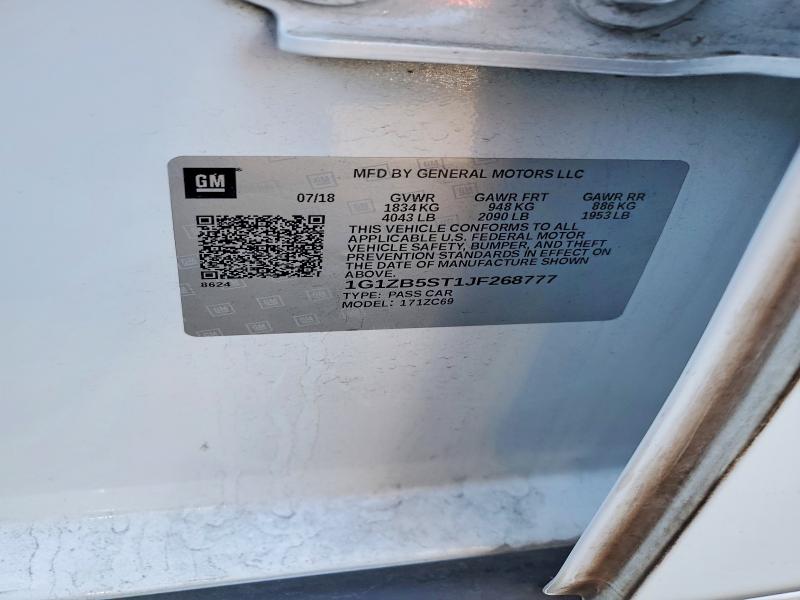 2018 Chevrolet Malibu მანქანა იყიდება აუქციონზე, vin: 1G1ZB5ST1JF268777, აუქციონის ნომერი: 62355446