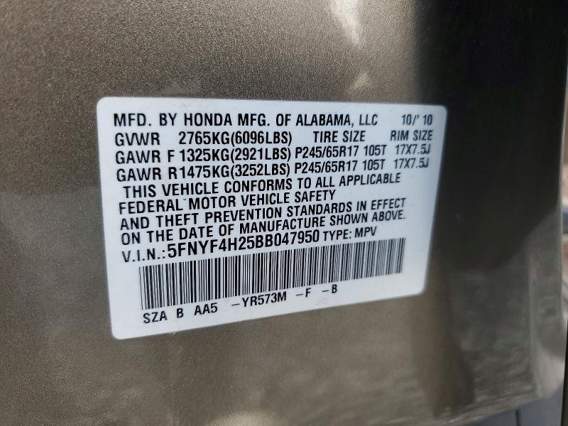 Продаж на аукціоні авто 2011 Honda Pilot, vin: 5FNYF4H25BB047950, номер лоту: 61988646