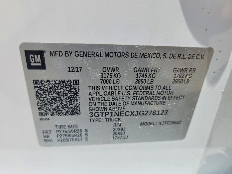 61793766 :رقم المزاد ، 3GTP1NECXJG278123 vin ، 2018 Gmc Sierra مزاد بيع