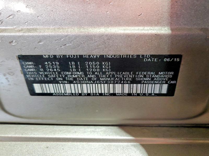 61224716 :رقم المزاد ، 4S3BNAJ65F3072466 vin ، 2015 Subaru Legacy مزاد بيع