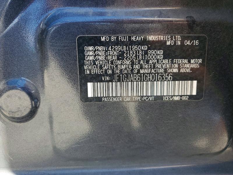 Продажа на аукционе авто 2016 Subaru Impreza, vin: JF1GJAB61GH016356, номер лота: 62693706