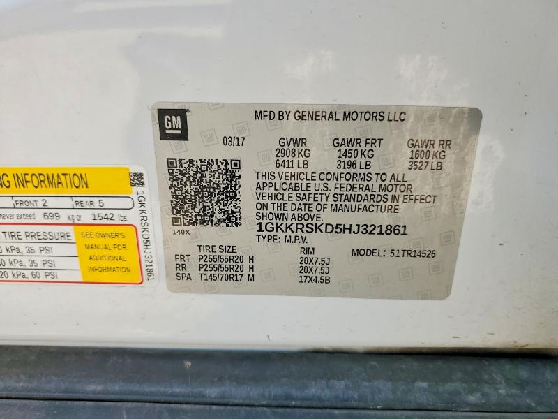 2017 Gmc Acadia Limited მანქანა იყიდება აუქციონზე, vin: 1GKKRSKD5HJ321861, აუქციონის ნომერი: 61394846